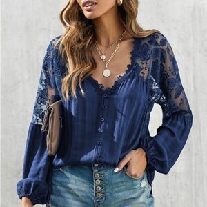 Lace Shoulder Blouse